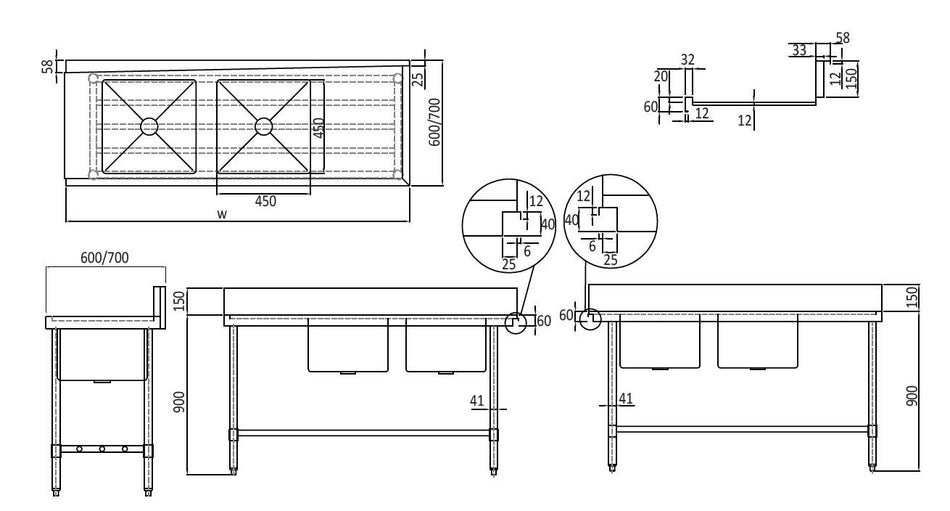 Mixrite 304 Grade Stainless Steel Dishwasher Double Inlet Right Sink