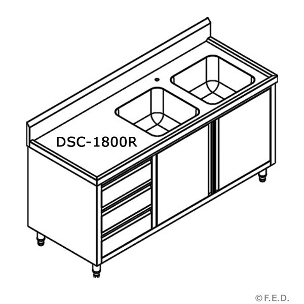Modular Systems Kitchen Tidy Cabinet With Double Right Sinks - Commercial Kitchen Appliances