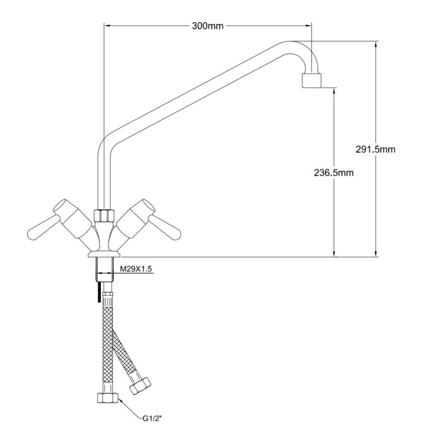 Sunmixer Deck Mounted Faucet with 2 side-handles T20138 - Commercial Kitchen Appliances