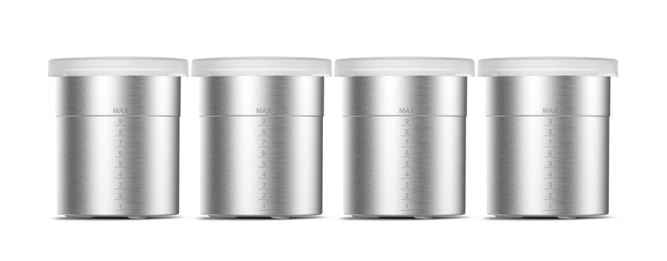 Taurus XROW1001 Stainless Beaker 1L 4 Pack with Lids - Commercial Kitchen Appliances