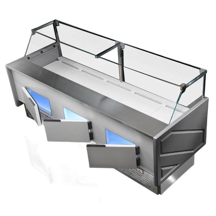TECNODOM by FHE Serie Mr 2480Mm Wide Deli Display With Storage And Castors TDMR - 0925 - Commercial Kitchen Appliances