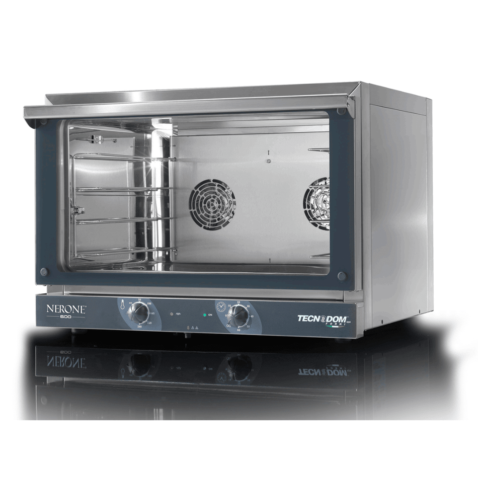 Tecnodom TDE-4B benchtop convection oven — front view with Overture door closed