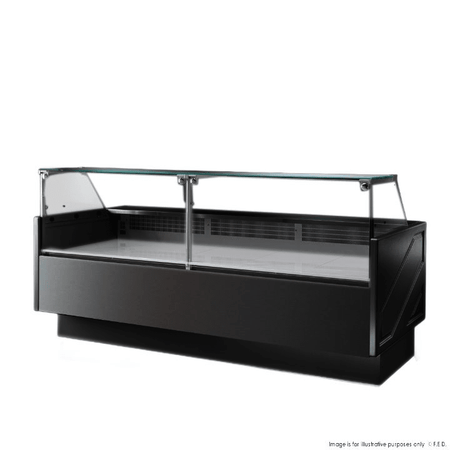 Tecnodom Serie MR Black 2480mm Wide Deli Display with Storage and Castors TDMR - 0925B - Commercial Kitchen Appliances