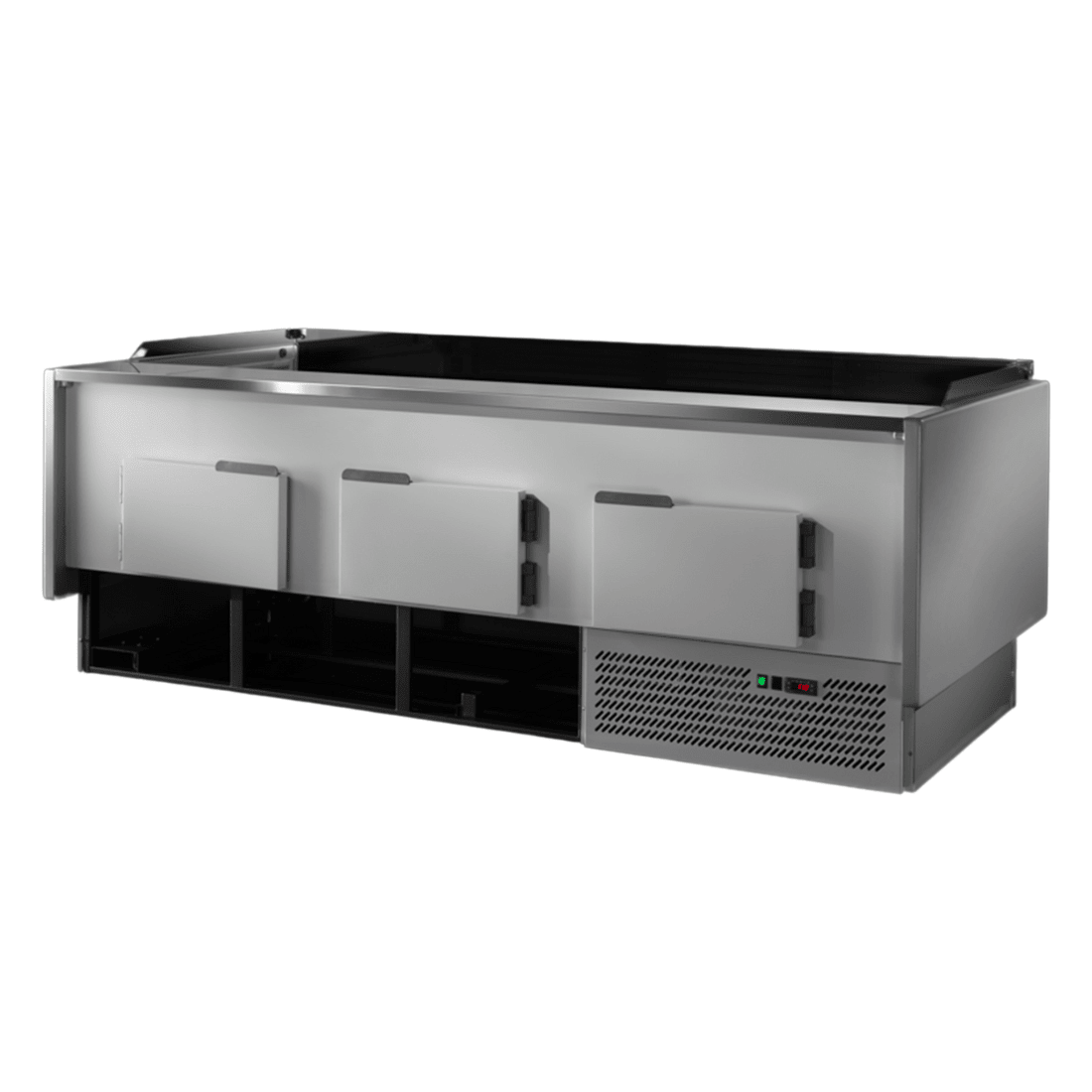 Tecnodom Serie MR80 Black 2000mm Self - serving Deli Display with Storage and Castors - TDMR - 0820SELF - Commercial Kitchen Appliances