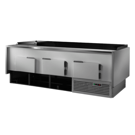 Tecnodom Serie MR80 Black 2000mm Self - serving Deli Display with Storage and Castors - TDMR - 0820SELF - Commercial Kitchen Appliances