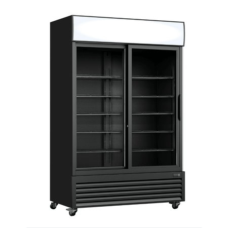 Thermaster 1000L Two Sliding Glass Door Colourbond Upright Drink Fridge Black LG - 1000SDBP - Commercial Kitchen Appliances