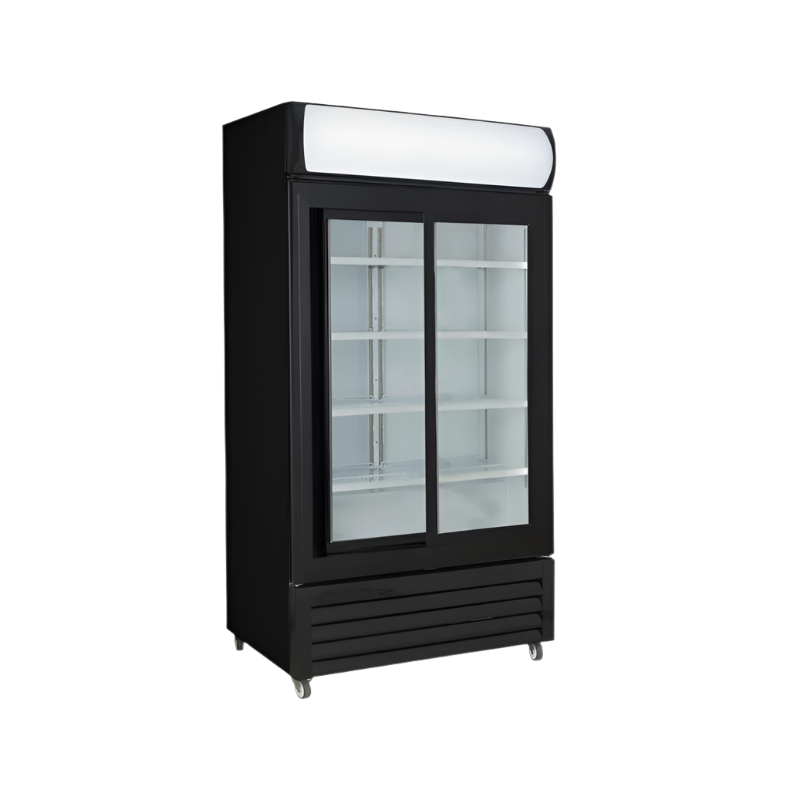 Thermaster 1000L Two Sliding Glass Door Colourbond Upright Drink Fridge Black LG-1000SDBP - LG-1000SDBP