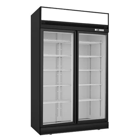 Thermaster 1006L Black Upright Double Glass Door Freezer LG - 1006DF - Commercial Kitchen Appliances