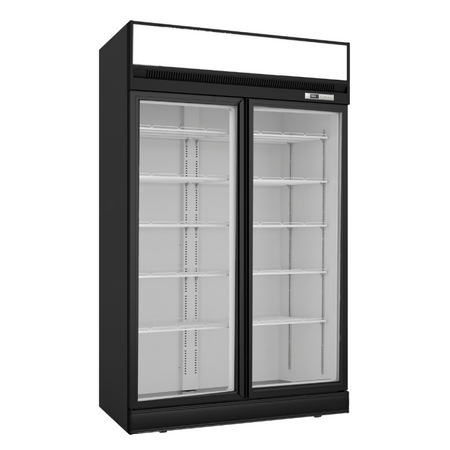 Thermaster 1006L Black Upright Double Glass Door Freezer LG-1006DF - LG-1006DF
