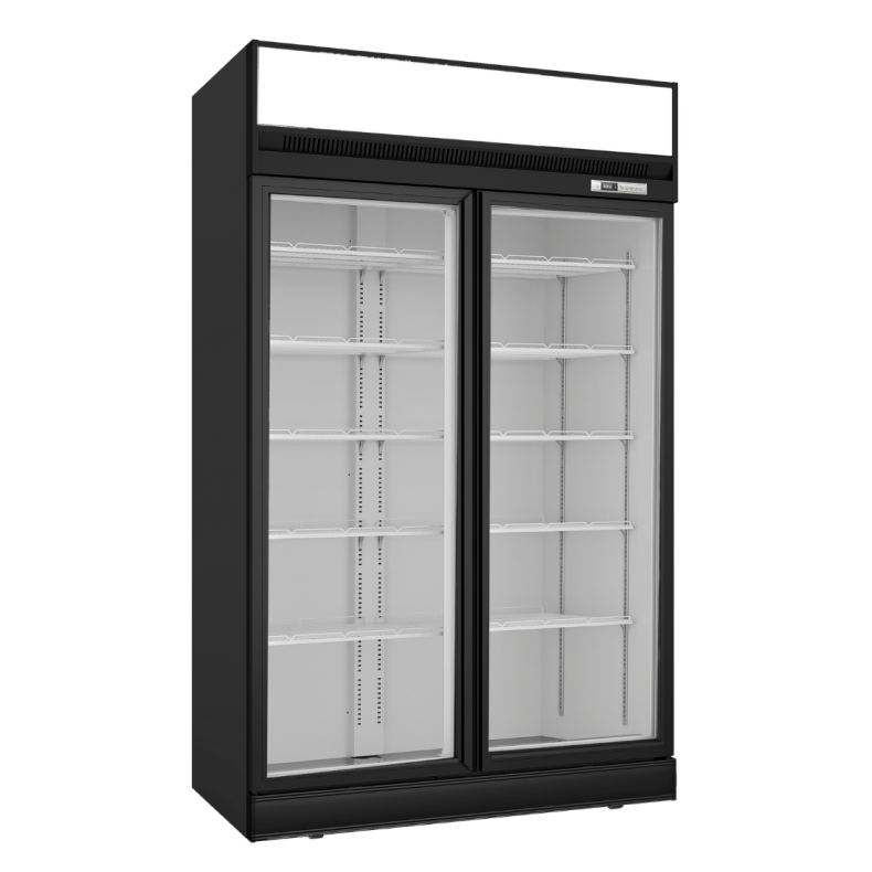 Thermaster 1006L Black Upright Double Glass Door Freezer LG-1006DF - LG-1006DF