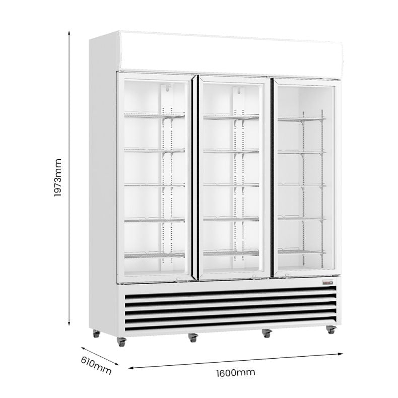 Thermaster 1200L Three Glass Door Colourbond Upright Drink Fridge LG - 1203P - Commercial Kitchen Appliances