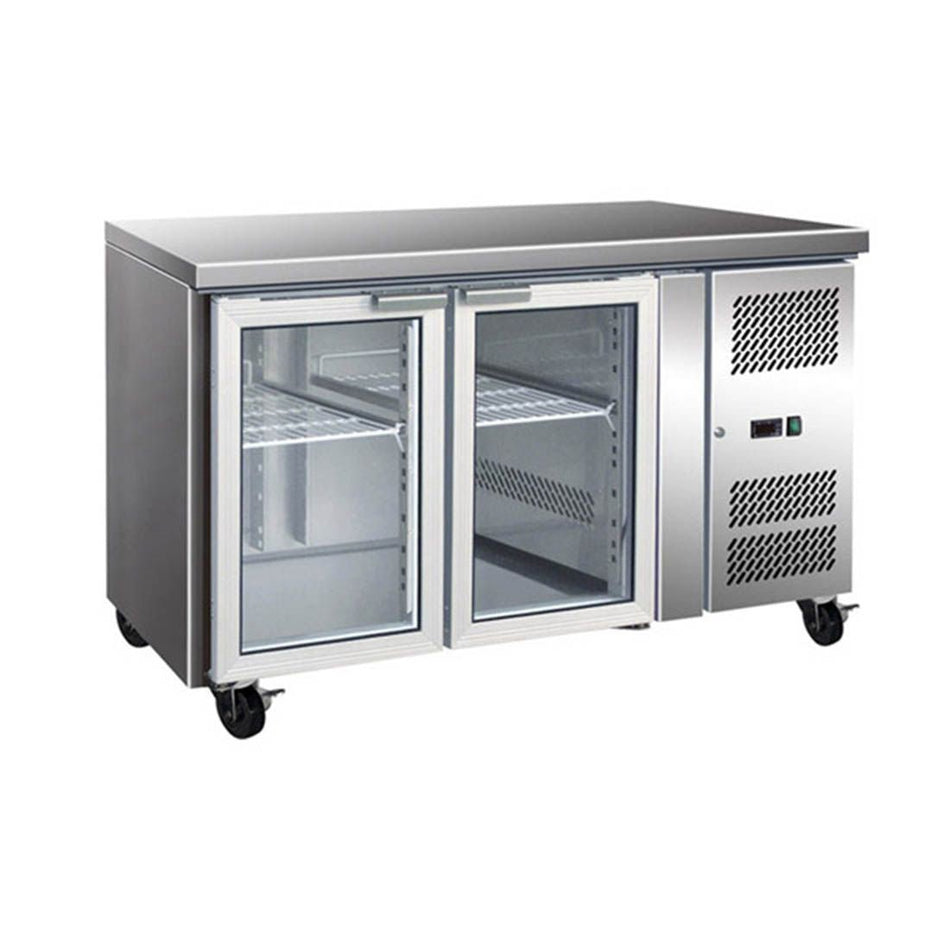 Thermaster 2 Glass Door Gastronorm Bench Fridge GN2100TNG - Commercial Kitchen Appliances