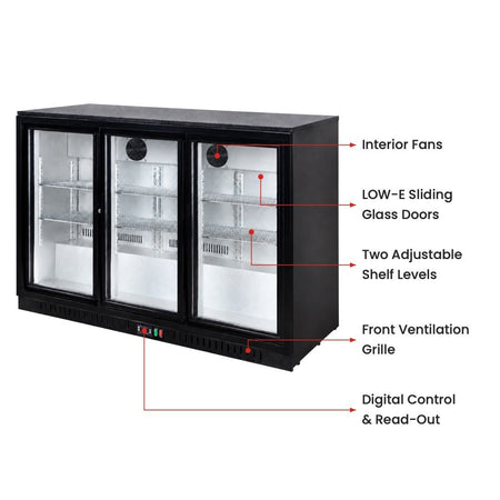Thermaster 220L Under Bench Three Sliding Door Bar Cooler LG-330SC - Commercial Kitchen Appliances
