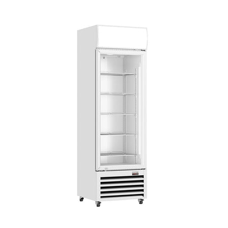 Thermaster LG-370P 370L upright drink fridge — front view in white Colourbond