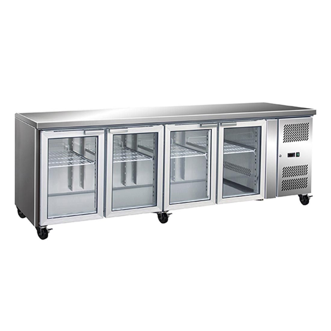 Thermaster 4 Glass Door Gastronorm Bench Fridge GN4100TNG - Commercial Kitchen Appliances