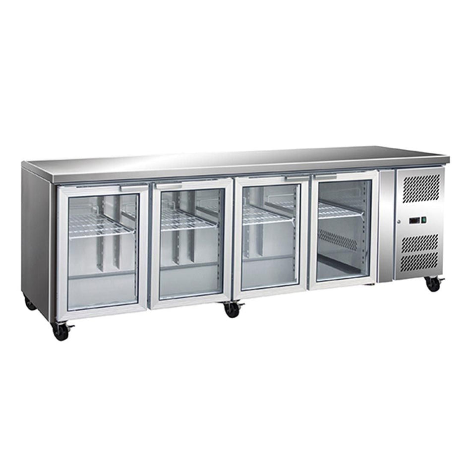 Thermaster 4 Glass Door Gastronorm Bench Fridge GN4100TNG - Commercial Kitchen Appliances