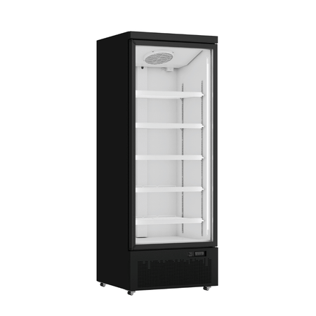 Thermaster 459L Single Glass Door Supermarket Fridge Black LG - 600BGBM - Commercial Kitchen Appliances