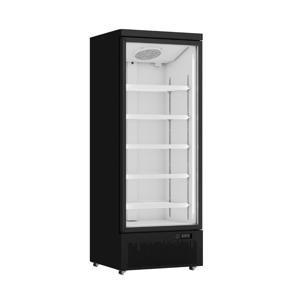 Thermaster 459L Single Glass Door Supermarket Fridge Black LG - 600BGBM - Commercial Kitchen Appliances