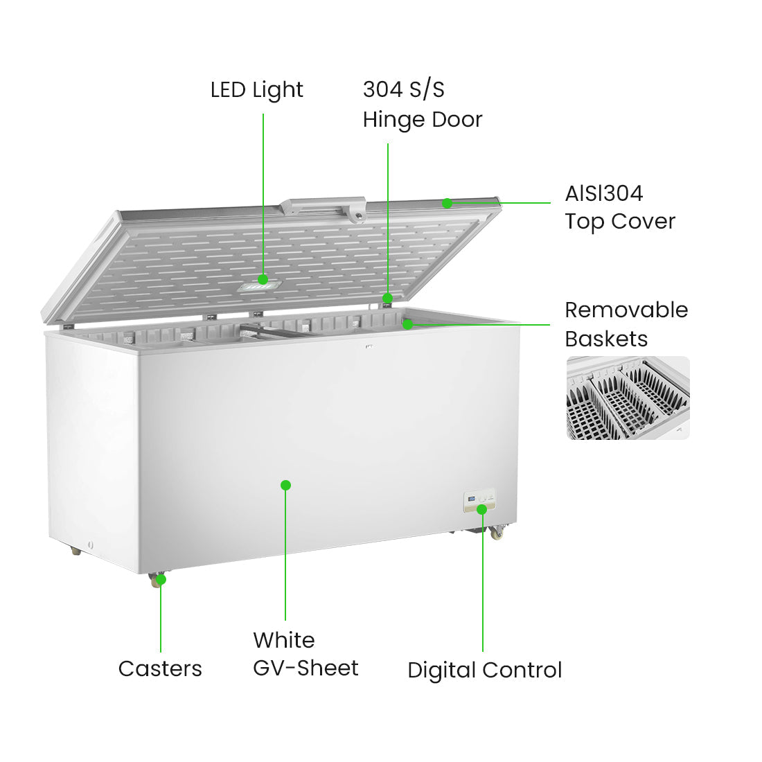 Thermaster 520L Chest Freezer With Stainless Steel Lid BD520F - Commercial Kitchen Appliances