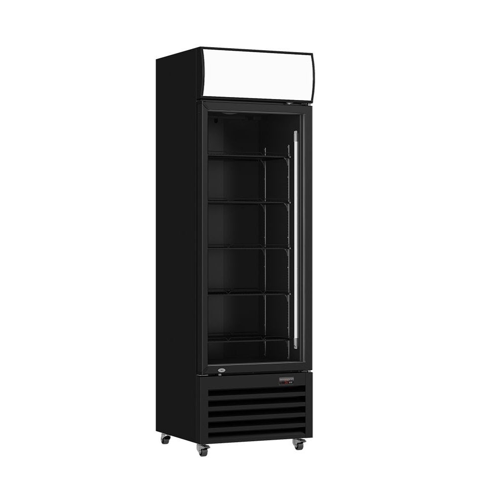 Thermaster 540L Single Glass Door Black Colourbond Upright Drink Fridge LG-540BP - LG-540BP