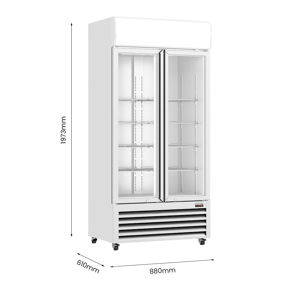 Thermaster 580L Double Glass Door Colourbond Upright Drink Fridge LG - 580P - Commercial Kitchen Appliances