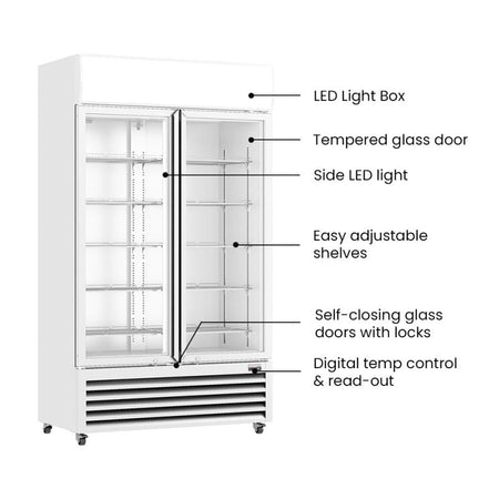 Thermaster 730L Two Glass Door Colourbond Upright Drink Fridge LG - 730P - Commercial Kitchen Appliances