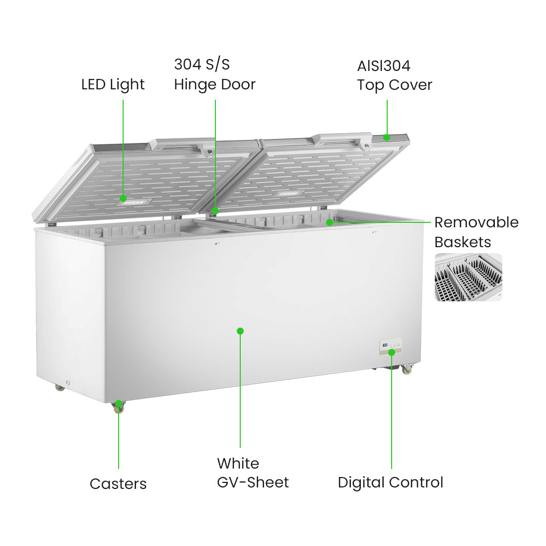 Thermaster 750L Chest Freezer With Stainless Steel Lid BD750F - Commercial Kitchen Appliances