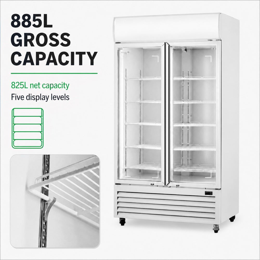 Thermaster 825L Colourbond Upright Beverage Fridge 2 Doors White LG-1000P - Commercial Kitchen Appliances