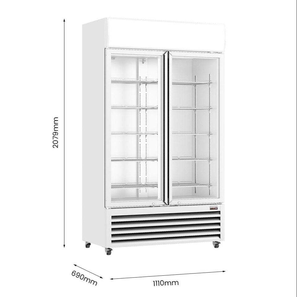 Thermaster 825L Colourbond Upright Beverage Fridge 2 Doors White LG - 1000P - Commercial Kitchen Appliances