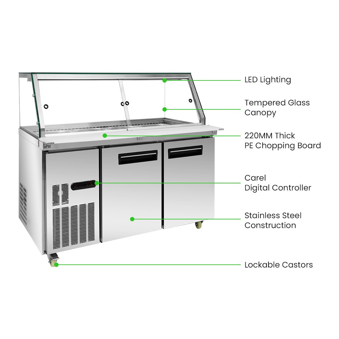 Thermaster Cold Salad & Noodle Bar 4x1/1 GN Pans PG150FA - XG - Commercial Kitchen Appliances