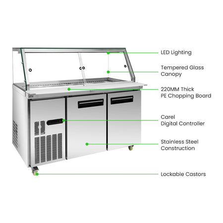 Thermaster Cold Salad & Noodle Bar 4x1/1 GN Pans PG150FA - XG - Commercial Kitchen Appliances
