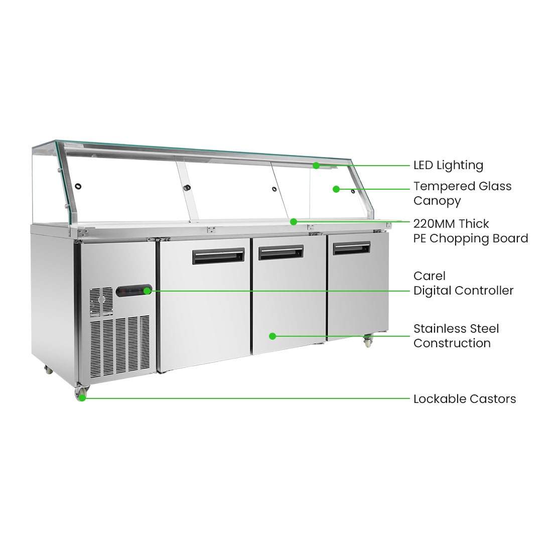 Thermaster Cold Salad & Noodle Bar 6x1/1 GN Pans PG210FA - XG - Commercial Kitchen Appliances
