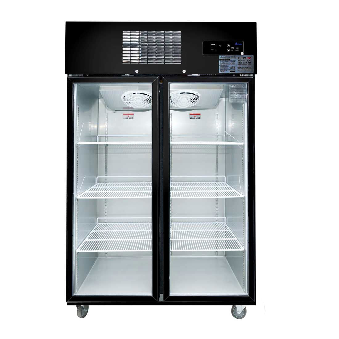 Thermaster Double Door Upright Display Fridge (Black) SUCG1000B - Commercial Kitchen Appliances