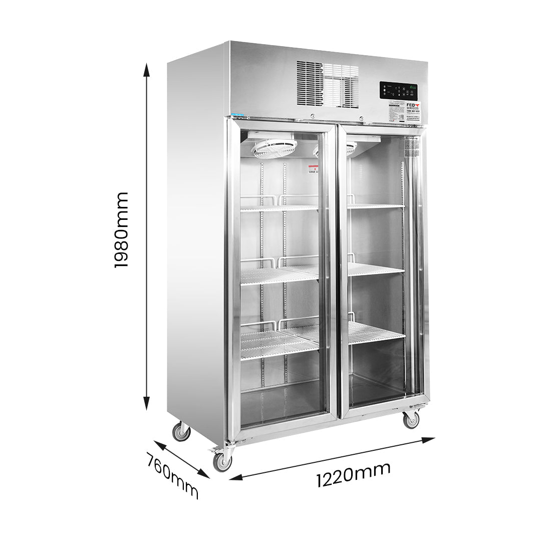 Thermaster Double Door Upright Display Fridge SUCG1000 - Commercial Kitchen Appliances