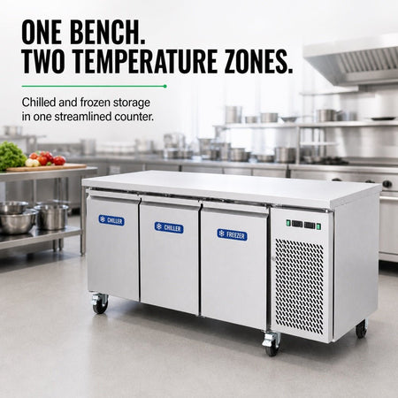 Thermaster Dual Temperature GN Counter Fridge Freezer 3 Door GN3100DT - Commercial Kitchen Appliances