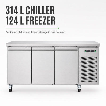 Thermaster Dual Temperature GN Counter Fridge Freezer 3 Door GN3100DT - Commercial Kitchen Appliances