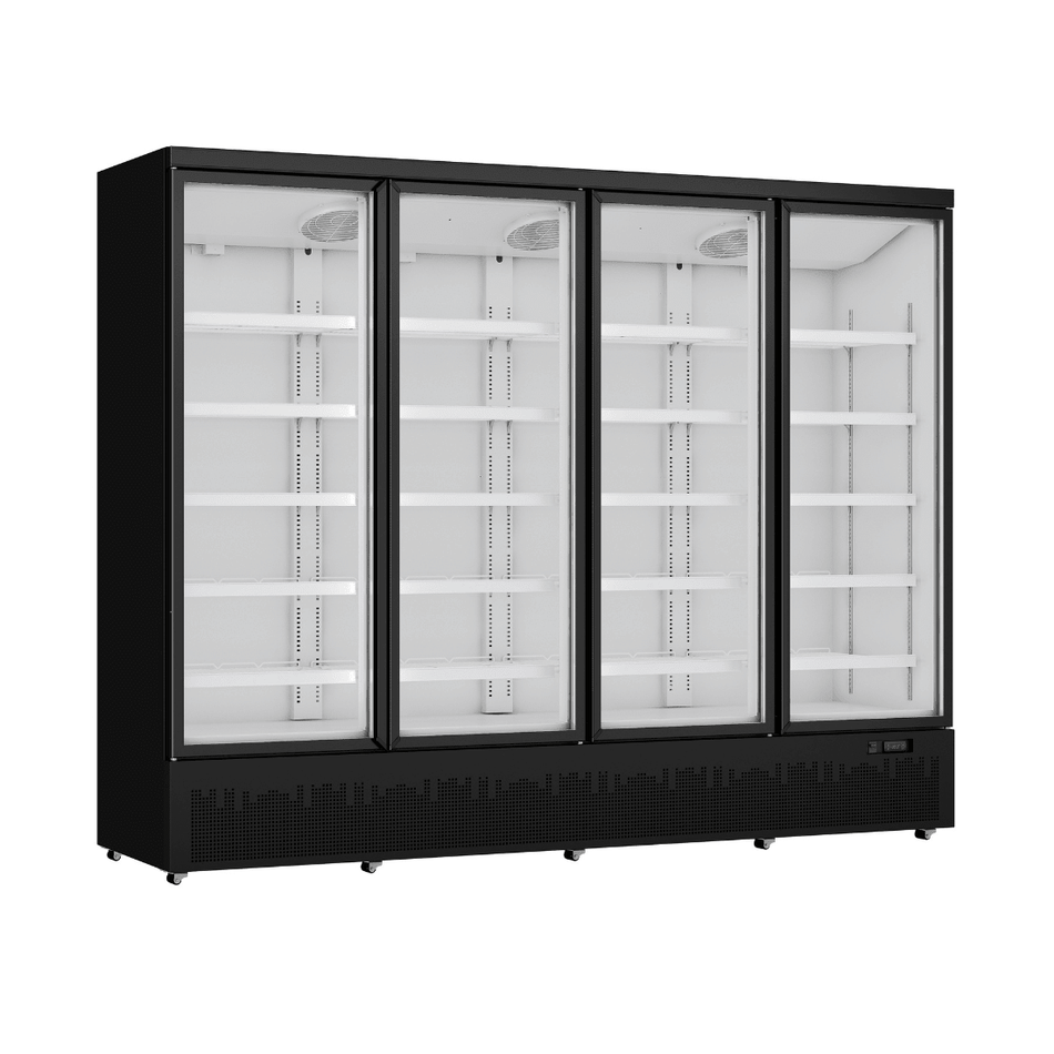Thermaster Four Door Supermarket Fridge Black LG - 2200BGBM - Commercial Kitchen Appliances