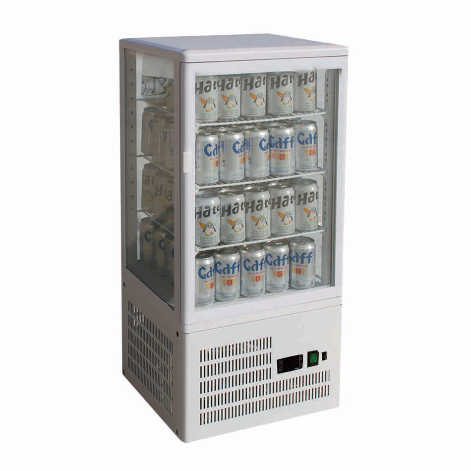 Thermaster Four - Sided Countertop Beverage Display Fridge White TCBD78W - Commercial Kitchen Appliances