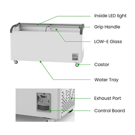 Thermaster Heavy Duty Supermarket Glass Sliding Lid Freezers 576L SD - 576K - Commercial Kitchen Appliances