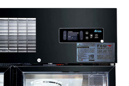 Thermaster Single Glass Door Upright Fridge Black Stainless Steel SUCG500B - Commercial Kitchen Appliances