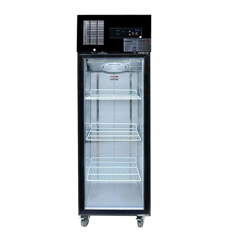 Thermaster Single Glass Door Upright Fridge Black Stainless Steel SUCG500B - commercial kitchen equipment - SUCG500B