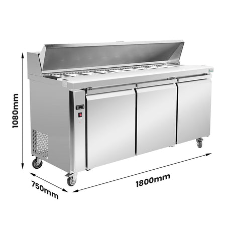 Thermaster SLB180 Three Door Sandwich Bar 1800mm 390L - Commercial Kitchen Appliances