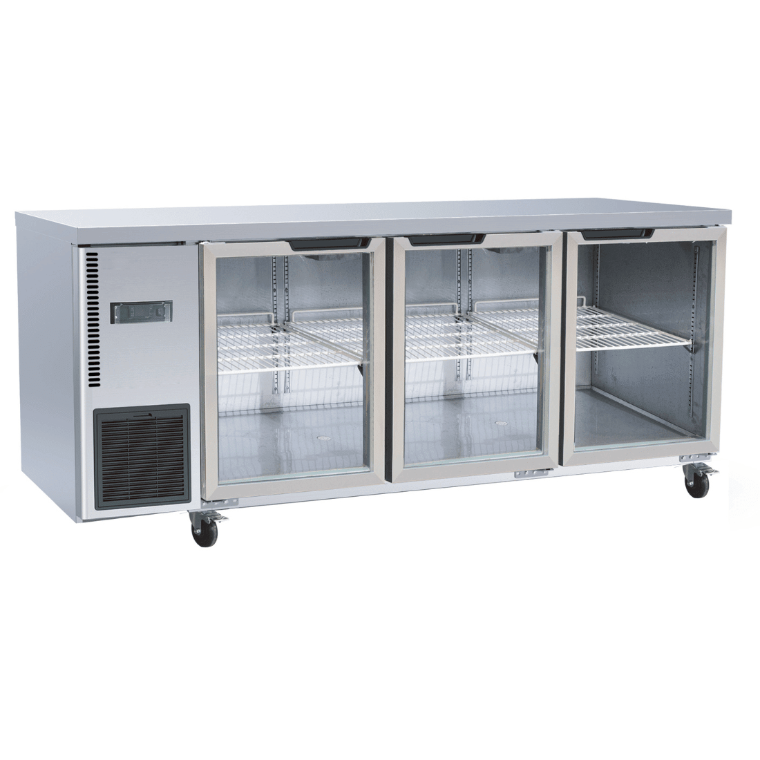 Thermaster Stainless Steel Triple Glass Door Workbench Fridge TL1800TNG - 3D - Commercial Kitchen Appliances