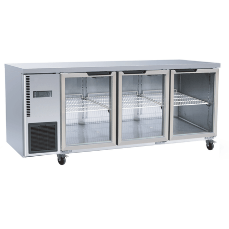 Thermaster Stainless Steel Triple Glass Door Workbench Fridge TL1800TNG - 3D - Commercial Kitchen Appliances