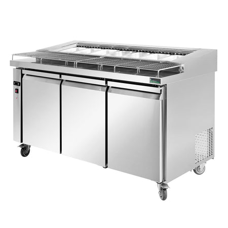 Thermaster Three Door Deluxe Pizza Prep Bench PWB150 - Commercial Kitchen Appliances