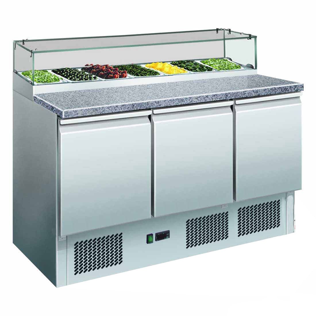 Thermaster Three Door Salad Marble Prep Top GNS1300E - Commercial Kitchen Appliances