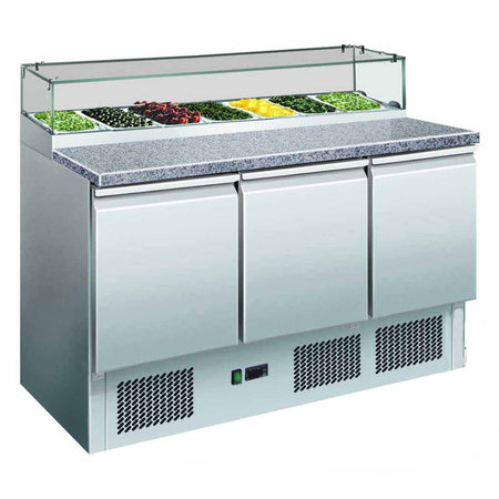 Thermaster Three Door Salad Marble Prep Top GNS1300E - Commercial Kitchen Appliances