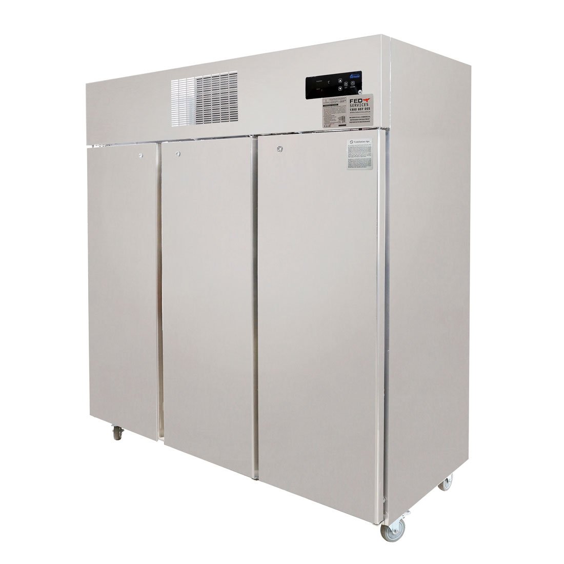 Thermaster Three Door Stainless Steel Upright Storage Freezer SUF1500 - Commercial Kitchen Appliances