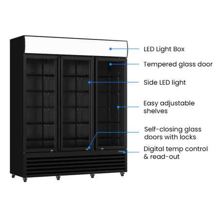 Thermaster Three Glass Door Colourbond Upright Drink Fridge LG - 1203BP - Commercial Kitchen Appliances