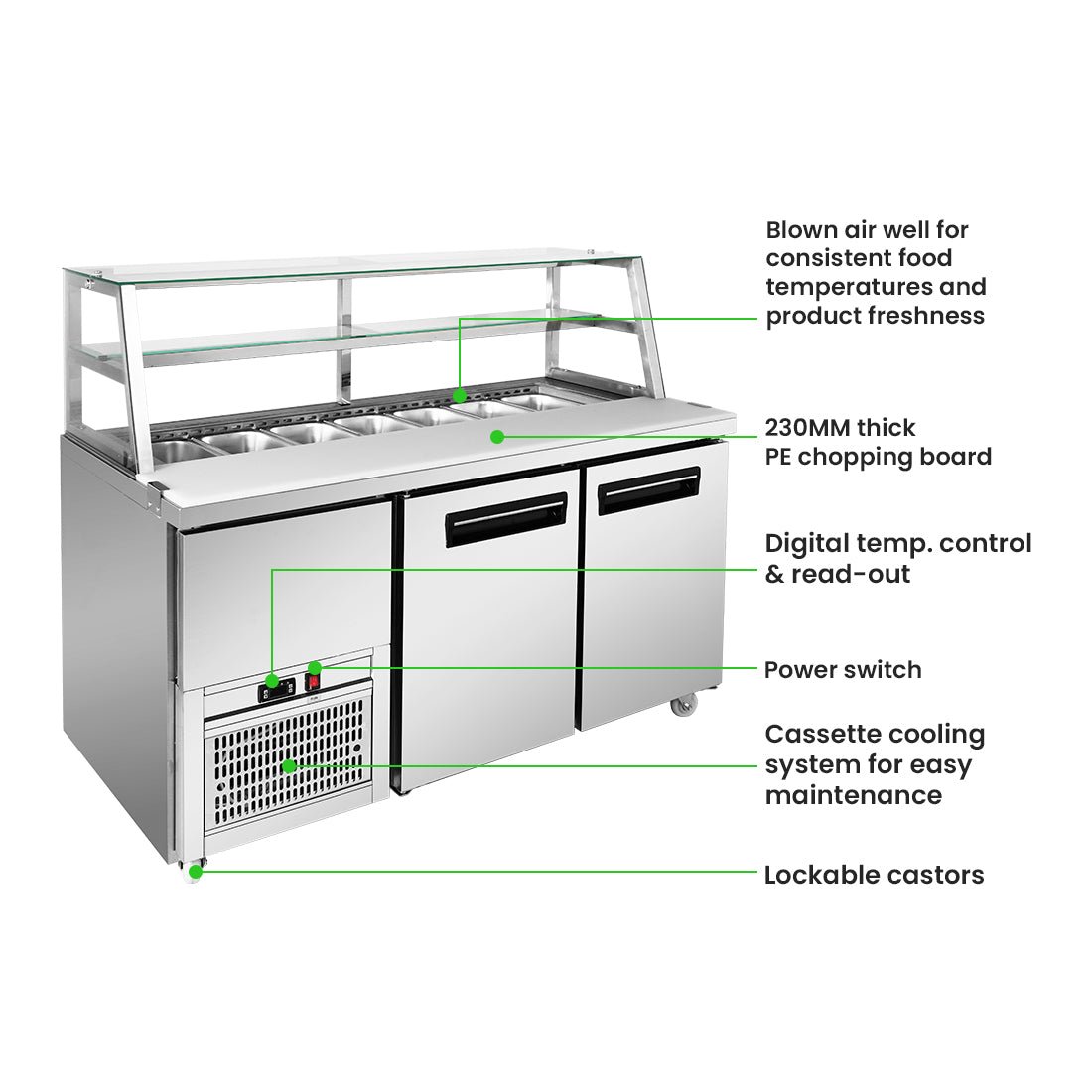 Thermaster Two Door Deluxe Sandwich Bar SCB/15 - Commercial Kitchen Appliances